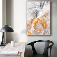 Tablou Canvas Moural Auriu Gri Si Alb Model Abstract Interior Modern, Decor Living sau Dormitor, Ramă de Lemn de Calitate Superioara Walldecor