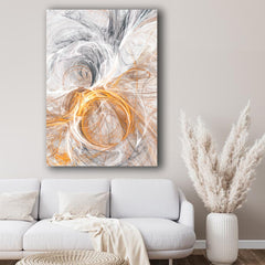 Tablou Canvas Moural Auriu Gri Si Alb Model Abstract Interior Modern, Decor Living sau Dormitor, Ramă de Lemn de Calitate Superioara Walldecor