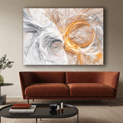 Tablou Canvas Moural Auriu Gri Si Alb Model Abstract Interior Modern, Decor Living sau Dormitor, Ramă de Lemn de Calitate Superioara Walldecor