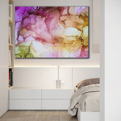 Tablou Canvas Abstract Modern design interior elegant Gresie roz Auriu Living sau dormitor Rama de Lemn de Calitate fractals model 88