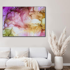 Tablou Canvas Abstract Modern design interior elegant Gresie roz Auriu Living sau dormitor Rama de Lemn de Calitate fractals model 88