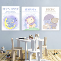 Set tablouri pentru camera copiilor insipationale DREAM BIG BE HAPPY BE KIND BE BRAVE BE YOURSELF FRIENDSHIP