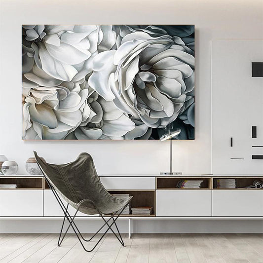 Tablou canvas petale trandafiri albi BIG WHITE ROSE PAINTING