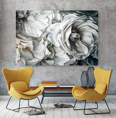 Tablou canvas petale trandafiri albi BIG WHITE ROSE PAINTING