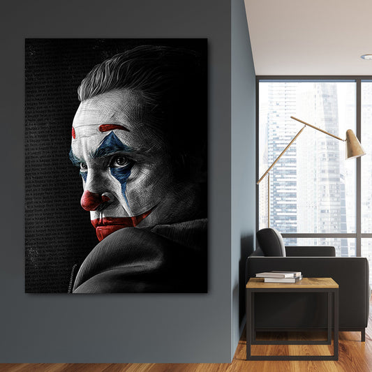 Tablou canvas JOKER inspirat din filmul cu Joaquin Phoenix abstract modern decoratiuni arena biroul tau poster film panza pe rama lemn