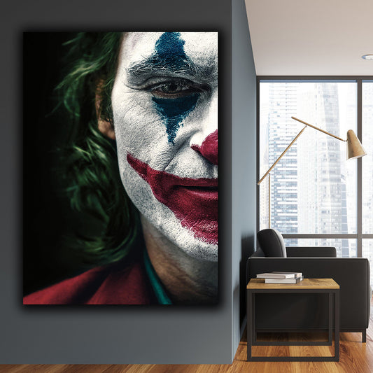 Tablou canvas JOKER poster film cu Joaquin Phoenix pentru birou sau living design fineart abstract panza pe sasiu de lemn uscat
