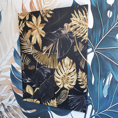 Tablou canvas Tropical Gold Leaf Abstract frunze aurii si fundal negru