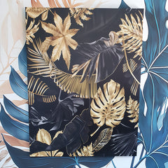 Tablou canvas Tropical Gold Leaf Abstract frunze aurii si fundal negru