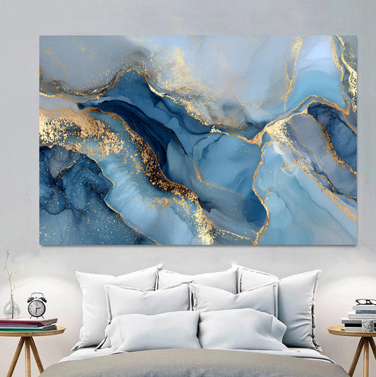 Tablou canvas marmura albastra abstract blue gray marble