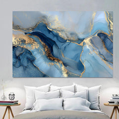 Tablou canvas marmura albastra abstract blue gray marble