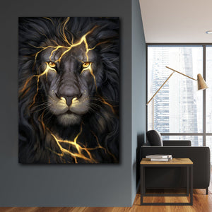 Tablou canvas leu auriu FIRE LION 90x120