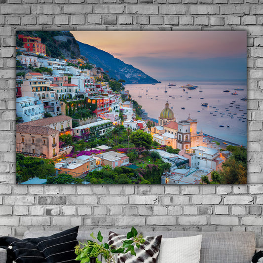 Tablou canvas peisaj coasta Amalfi Italia la apus de soare