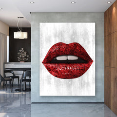 Tablou canvas rose glossy lips