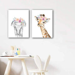 Set tablouri canvas pentru copii animale florale FLOWER ANIMALS FRIENDS