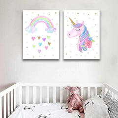 Set tablouri canvas pentru copii unicorni COLORFUL UNICORNS