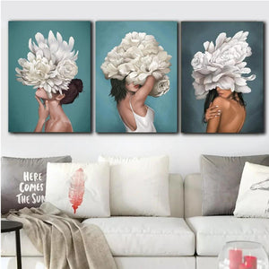 Set tablouri canvas  femei cu flori HIDDEN WOMAN