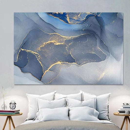 Tablou canvas marmura albastra abstract blue gray marble