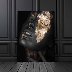 Tablou canvas portret femeie black and gold GOLDEN FACE