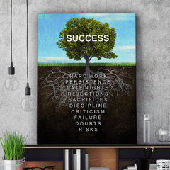 Tablou Canvas motivational abstract decoratiuni birou design interior Panză Canvas si Rama de Lemn de Calitate Superioară motivatie Succes Tree