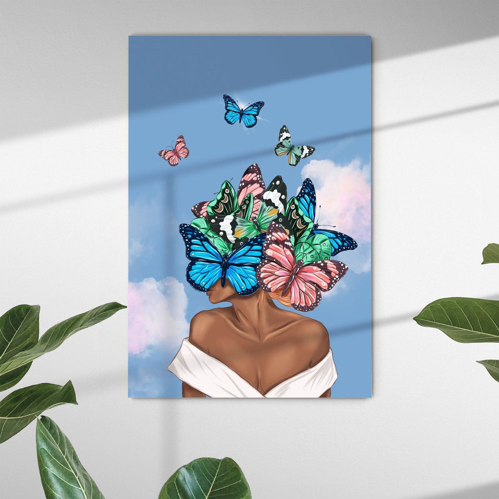 Tablou canvas femeie cu fluturi BUTTERFLY FACE