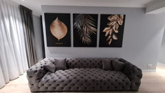 Set tablouri canvas floral moderne abstracte design interior elegant decoratiuni living sau dormitor verde cu auriu GOLDEN LEAF WALL ART