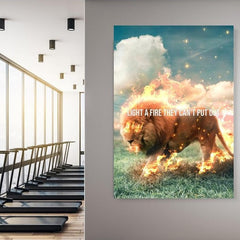 Tablou canvas motivational winner LION FIRE