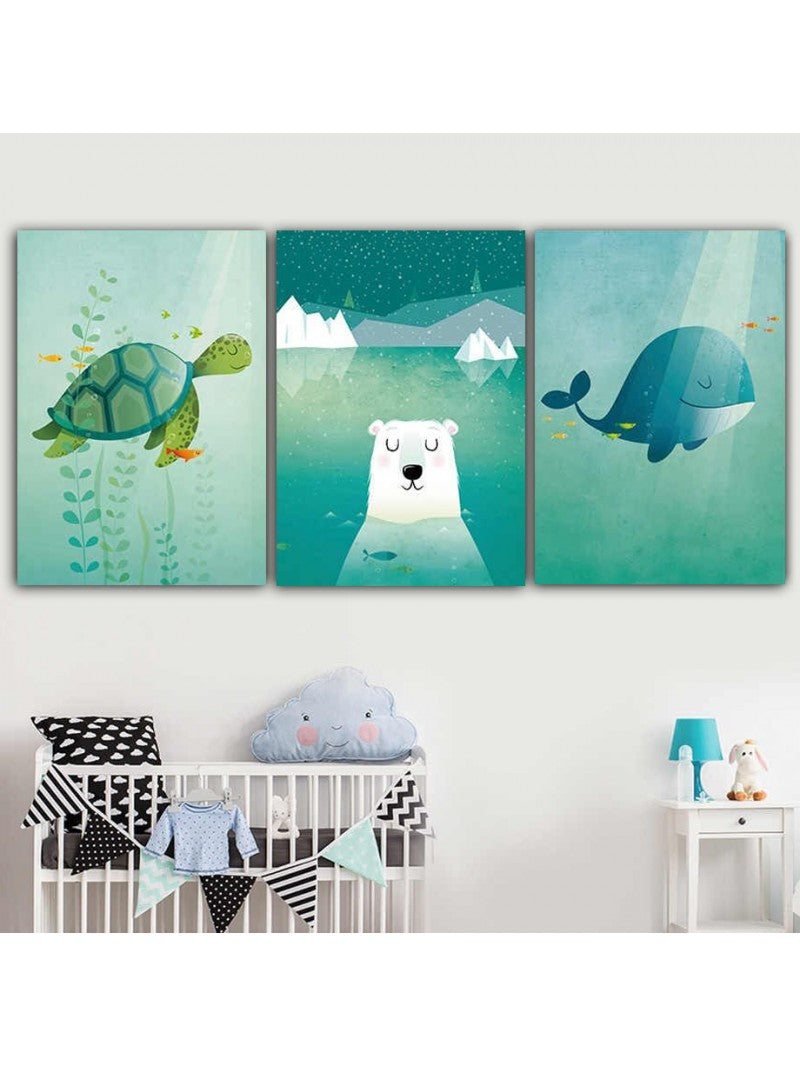 Set tablouri canvas pentru copii cu animale OCEAN ANIMALS