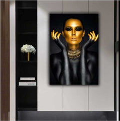 Tablou canvas portret femeie auriu GOLD GLAMOUR