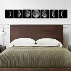 Set 7 mini tablouri canvas fazele lunii 20x20cm