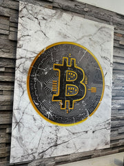 Tablou canvas cripto Marble bitcoin