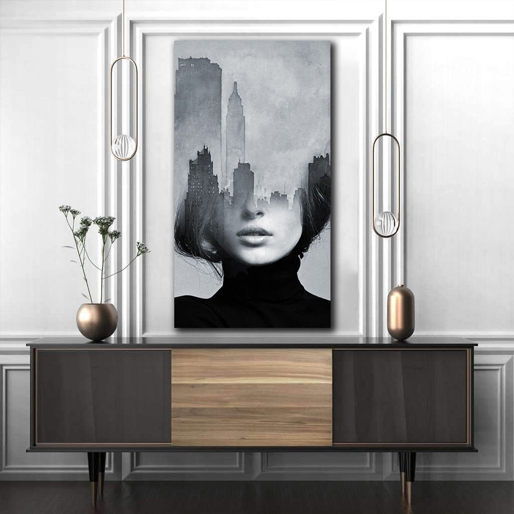 Tablou canvas portret abstract gri modern EMPIRE WOMAN