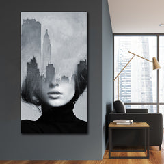 Tablou canvas portret abstract gri modern EMPIRE WOMAN