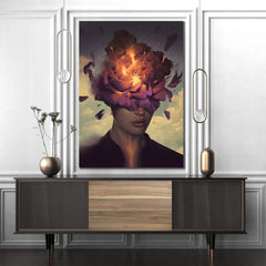 Tablou canvas portret abstract modern femeie cu fata de flori EXPLOSION FLOWER WOMAN