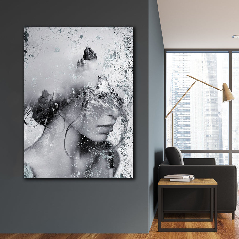 Tablou canvas portret  expunere dubla munte abstract modern MIND MEDITATION