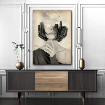 Tablou canvas dubla expunere portret visator  POSTCARD WOMAN