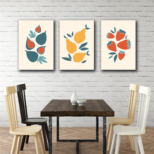 Set 3 tablouri canvas bucatarie minimaliste fructe 3