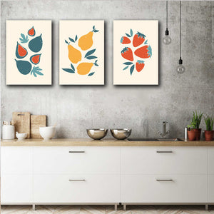 Set 3 tablouri canvas bucatarie minimaliste fructe 3