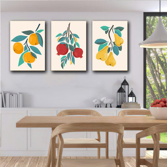 Set 3 tablouri canvas bucatarie minimaliste fructe 2