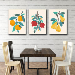 Set 3 tablouri canvas bucatarie minimaliste fructe 2