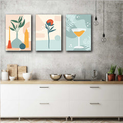 set 3 tablouri canvas bucatarie minimaliste cocktail