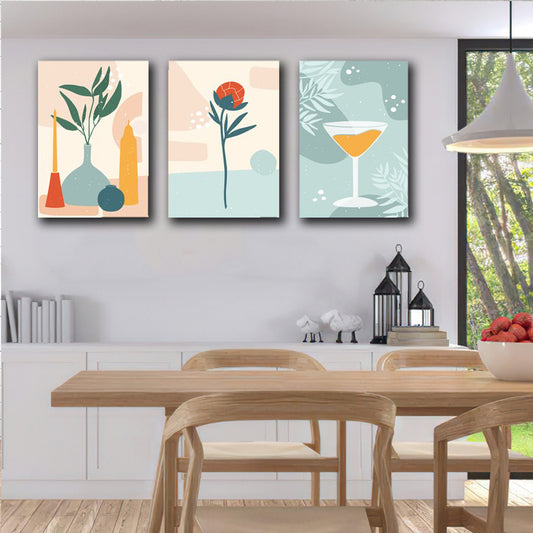 set 3 tablouri canvas bucatarie minimaliste cocktail