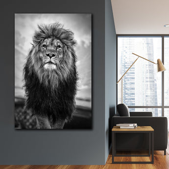 Tablou motivational leu alb negru GREY LION