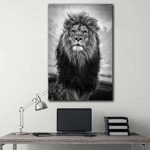 Tablou motivational leu alb negru GREY LION