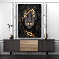 Tablou canvas leu auriu FIRE LION