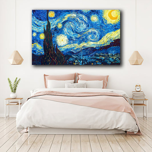 Tablou Canvas Abstract Pictura Noapte Instelată Van Gogh pentru Living sau Dormitor Pânză Canvas Ramă de Lemn Calitate Superioară WallDecor
