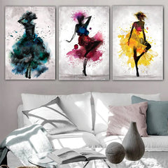 set Tablouri Canvas living abstract modern femei Design interior colorat Decoratiuni casa dormitor panza canvas Watercolor Woman BALLERINA