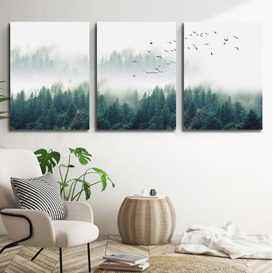 Set tablouri canvas peisaj natura padure decorare living design interior decoratiuni casa dormitor verde INSPIRATIONAL MYSTICAL FOREST