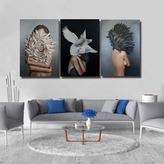 set Tablouri Canvas Moderne Elegant femei flori gri decorare living Design interior decoratiuni casa dormitor Panză Canvas GREY PASSION