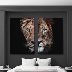 Tablou canvas cuplu de lei LION AND LIONESS