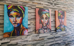 Set tablouri canvas arta africana COLORFUL ART AFRICAN MUSE
